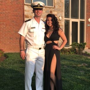 Floor length black gown